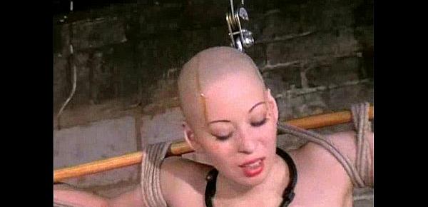  Bizarre asian humiliation of Kumimonster in dungeon bondage and messy feather an